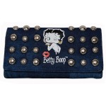 Betty Boop Tri-fold Wallet #056 Kiss Design Denim
